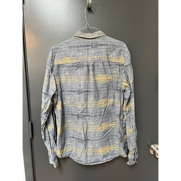 Prana Mens Button Up Shirt Size M Gray Striped Long Sleeve - Picture 4 of 4